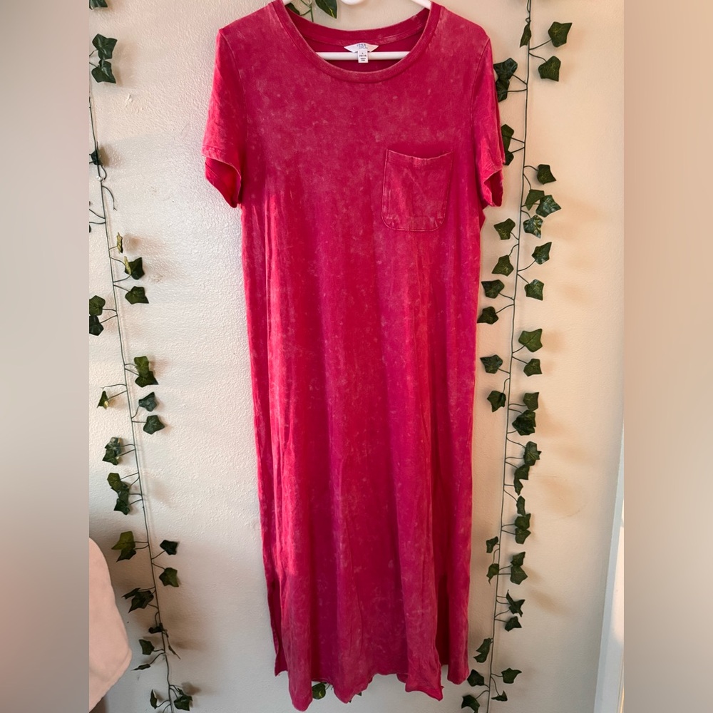 Time and Tru | Women's Hot Pink Casual Maxi Dress